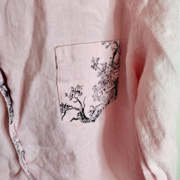 Tasha Polizzi for saddleblanket pink linen button down shirt Sz Xl - Picture 4 of 8